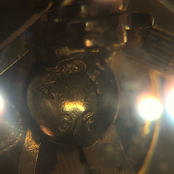 VTG Amsel Gold Fill Filigree Leaf Brooch w Oval Jade Cabochon Stone 2.4” - Picture 5 of 6